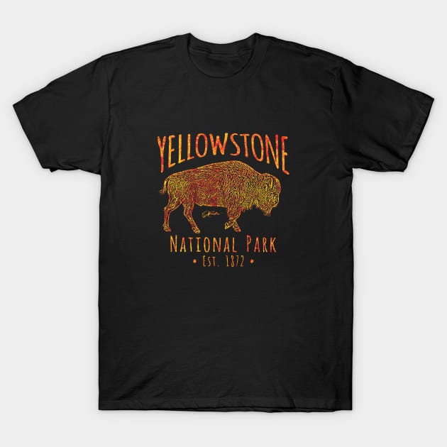 Yellowstone National Park Walking Bison T-Shirt by jcombs